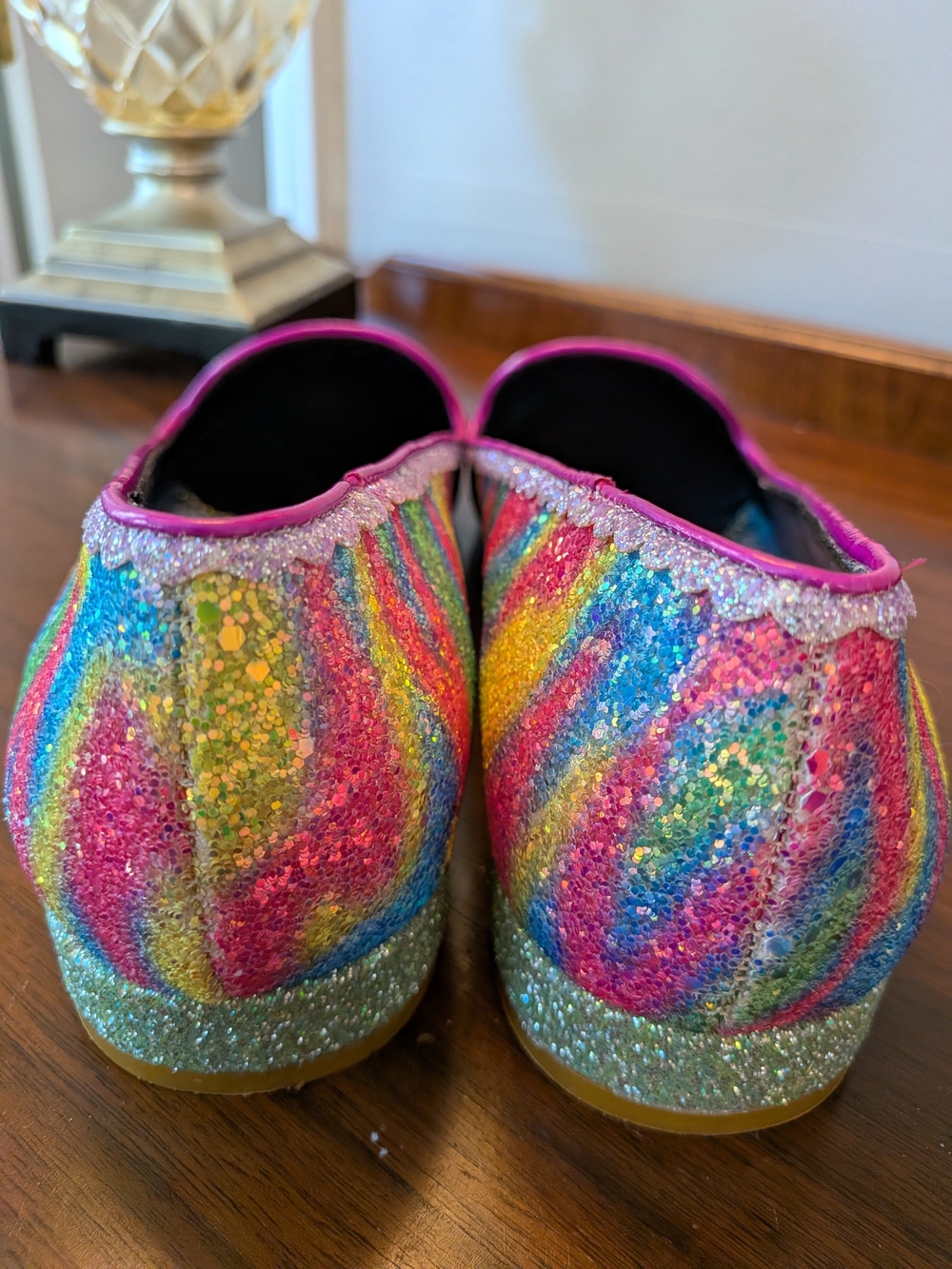 Irregular Choice Rainbow Glitter Unicorn Loafers - Pink Trim - Picture 3 of 10